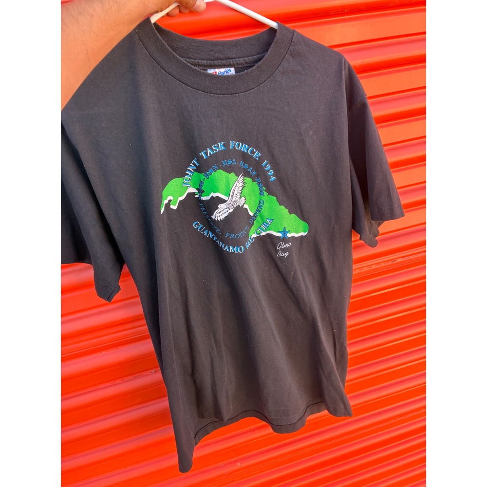 Vintage 1994 Joint Task Force Guantanamo Bay Cuba Hanes T-Shirt Large Black